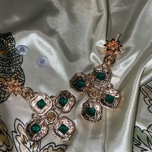 Beautiful green diamond earrings